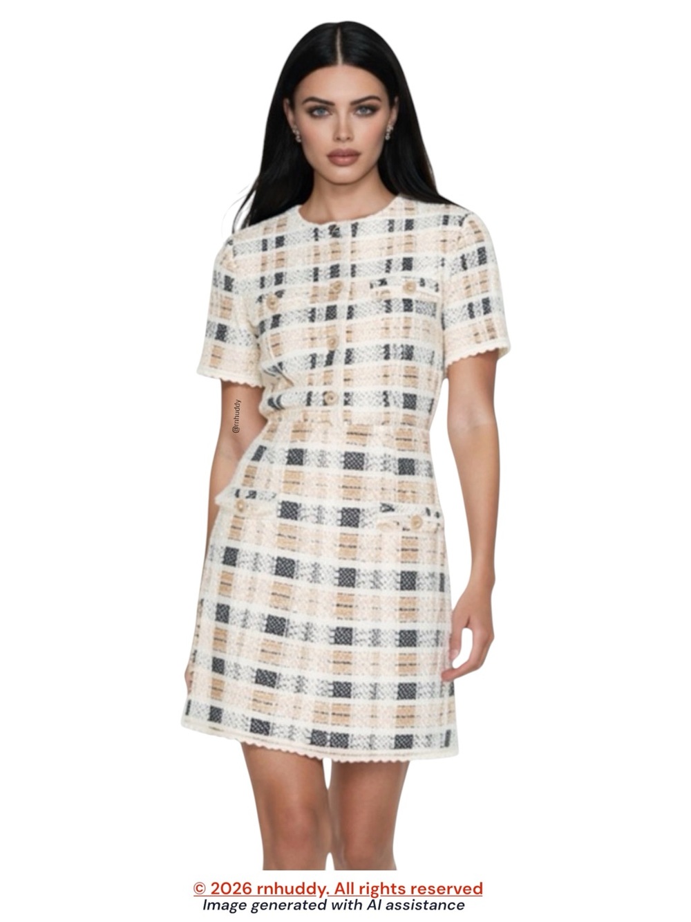 NWT Lulus L beige tweed mini dress
